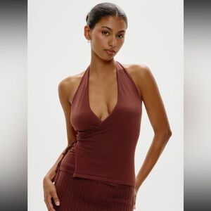 Frankie's Bikinis Deep Brown Halter Tank Top